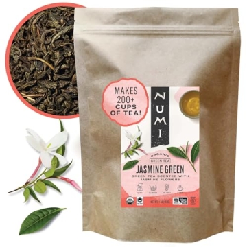 Numi Organic Jasmine Green Tea, 16 Ounce Pouch, Loose Leaf Floral Green Tea, Brews 200 Cups, Caffein...