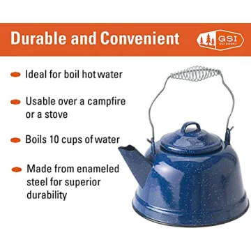 GSI Outdoors Enameled Steel Tea Kettle for Camping
