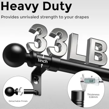 Adjustable Black Curtain Rods 48 to 84 Inch for Home Style