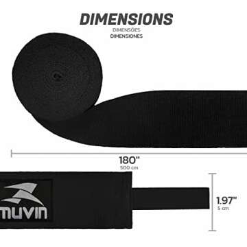 Muvin Boxing Hand Wraps - 3 Pairs, Semi-Elastic for All Sports