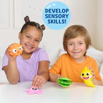 Baby Shark Sensory Fun Friends, 4 Pack, Fidget Toys, Develop Sensory Skills (4+ Months)