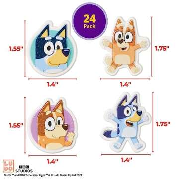 DecoPac Bluey So Much Fun Rings, 24 Cupcake Decorations Featuring Bluey, Bingo, Bandit, and Chilli, 3D Food Safe Cake Toppers – 24 Pack