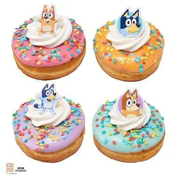 DecoPac Bluey So Much Fun Rings, 24 Cupcake Decorations Featuring Bluey, Bingo, Bandit, and Chilli, 3D Food Safe Cake Toppers – 24 Pack