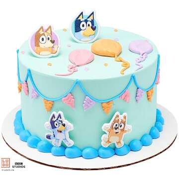 DecoPac Bluey So Much Fun Rings, 24 Cupcake Decorations Featuring Bluey, Bingo, Bandit, and Chilli, 3D Food Safe Cake Toppers – 24 Pack