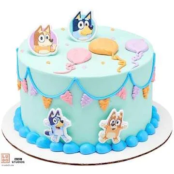 DecoPac Bluey So Much Fun Rings, 24 Cupcake Decorations Featuring Bluey, Bingo, Bandit, and Chilli, 3D Food Safe Cake Toppers – 24 Pack