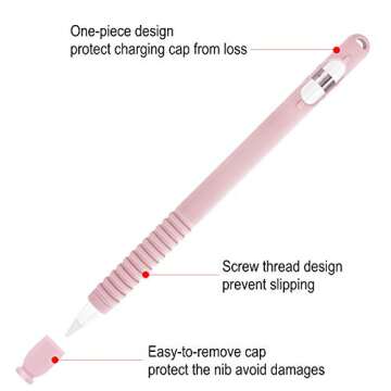 Case for Apple Pencil Grip 1st Generation Apple Pencil Cover Holder for Apple Pencil Sleeve Apple Pen Accessories with Protective Nib Cover Compatible with Apple Pencil 1st Generation Pink