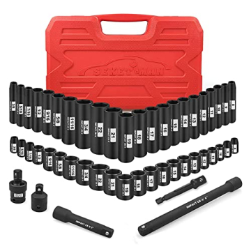 SEKETMAN 49-Piece 3/8-Inch Drive Impact Socket Set - SAE/Metric, Deep/Shallow, CR-V Steel