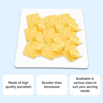 Sisson Distribution Premium Porcelain Square Serving Platter - 10 Inch, Elegant White Butter Board for Cheese, Charcuterie, Weddings, Parties, Microwave & Dishwasher Safe