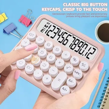 Cute 12 Digit GUDTEKE Calculator with Mechanical Switch and Big Buttons