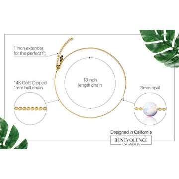 Benevolence LA Gold Choker Necklace, 14k Gold Dipped Opal Necklace, Dainty Beaded Necklace for Women, Gifts for Mom, Delicate Short Necklace, Designed in California, Gift for Her