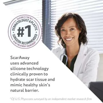 ScarAway Silicone Scar Gel, Helps Improve Size, Color & Texture of Hypertrophic & Keloid Scars from Injury, Burns & Surgery, Water Resistant, 10g (0.35 Oz)