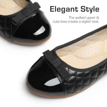 DREAM PAIRS Girls Dress Shoes Flower Girl Slip-on Cute Bow Ballet Flats for Wedding, Party, School,Size 2 Little Kid,Black,SDFL224K