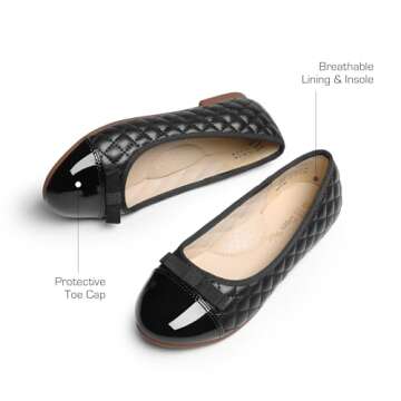 DREAM PAIRS Girls Dress Shoes Flower Girl Slip-on Cute Bow Ballet Flats for Wedding, Party, School,Size 2 Little Kid,Black,SDFL224K