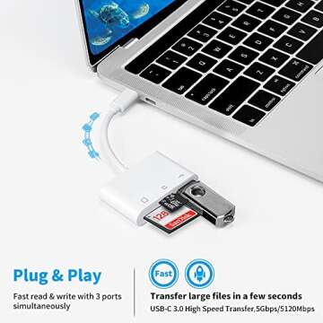 USB C SD Card Reader Adapter, Fermoved Type C Micro SD TF Card Reader Adapter, 3 in 1 USB C to USB Camera Memory Card Reader Adapter for New Pad Pro MacBook Pro and More UBC C Devices