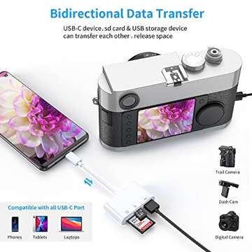 USB C SD Card Reader Adapter, Fermoved Type C Micro SD TF Card Reader Adapter, 3 in 1 USB C to USB Camera Memory Card Reader Adapter for New Pad Pro MacBook Pro and More UBC C Devices