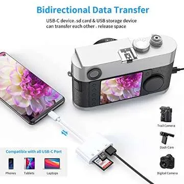 USB C SD Card Reader Adapter, Fermoved Type C Micro SD TF Card Reader Adapter, 3 in 1 USB C to USB Camera Memory Card Reader Adapter for New Pad Pro MacBook Pro and More UBC C Devices