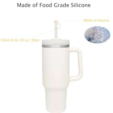 4pcs Straw Topper Cap for Stanley Straw Cover 40 oz 30 oz 10mm Food Grade Silicone Stanley Cup Acces...