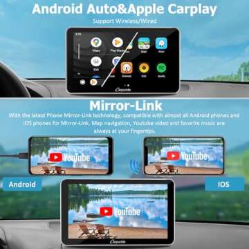 Carpuride 2024 Wireless Carplay & Android Auto 7 Inch Touch Screen Portable Radio Receiver