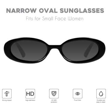 mosanana Retro Oval Sunglasses for Women 90s Small Trendy Fashion Vintage Narrow Tiny Cute Skinny Su...