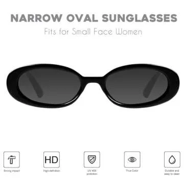 mosanana Retro Oval Sunglasses for Women 90s Small Trendy Fashion Vintage Narrow Tiny Cute Skinny Su...