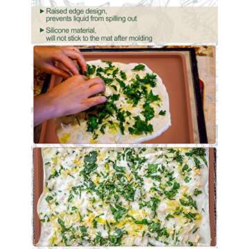 4PCS Silicone Dehydrator Mats with Edge - Silicone Sheets Compatible with Cosori CP267-FD, Nonstick Silicone Tray Liner, High Temperature Resistance Reusable for Fruits Meat Vegetables Herbs