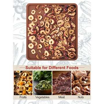 4PCS Silicone Dehydrator Mats with Edge - Silicone Sheets Compatible with Cosori CP267-FD, Nonstick Silicone Tray Liner, High Temperature Resistance Reusable for Fruits Meat Vegetables Herbs