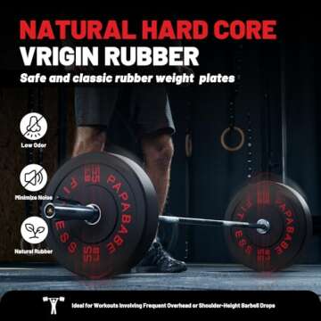 PAPABABE Strength Training Bumper Plates 160lb Set Olympic Weight Plates Rubber Bumper Plates with Steel Insert Home Gym Workout Weights Plates 2 Inch Barbell Weights For General Fitness