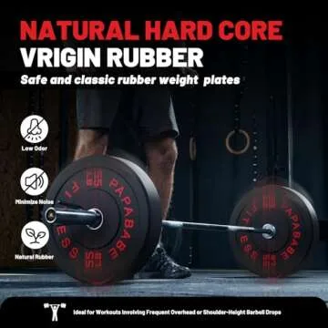 PAPABABE Strength Training Bumper Plates 160lb Set Olympic Weight Plates Rubber Bumper Plates with Steel Insert Home Gym Workout Weights Plates 2 Inch Barbell Weights For General Fitness