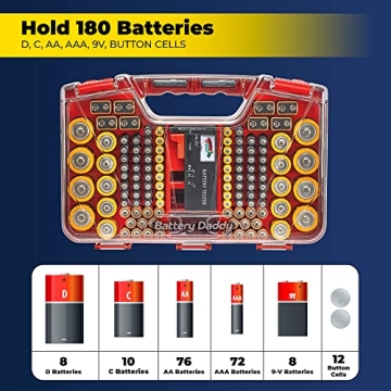 Ontel Battery Daddy Battery Organizer with Tester Stores 180