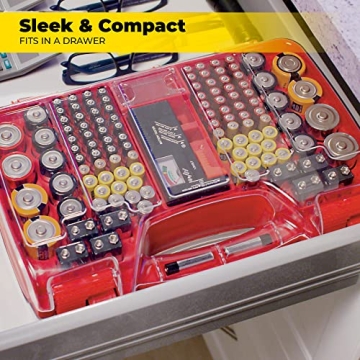 Ontel Battery Daddy Battery Organizer with Tester Stores 180