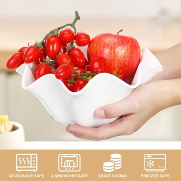 CALLARON 30oz Ceramic Wave Salad Bowl - Elegant & Functional