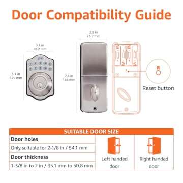Amazon Basics Traditional Electronic Keyless Keypad Deadbolt Door Lock, Keyed Entry Option, 1-Pack, Satin Nickel