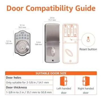 Amazon Basics Traditional Electronic Keyless Keypad Deadbolt Door Lock, Keyed Entry Option, 1-Pack, Satin Nickel