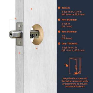 Amazon Basics Traditional Electronic Keyless Keypad Deadbolt Door Lock, Keyed Entry Option, 1-Pack, Satin Nickel