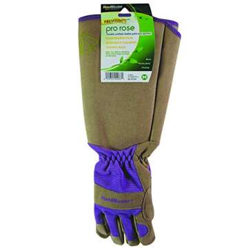 Magid Glove & Safety Professional Rose Pruning Thorn Resistant Gardening Gloves with Long Forearm Protection for Women (BE195TM) - Puncture Resistant, Medium (1 Pair), Brown & Purple