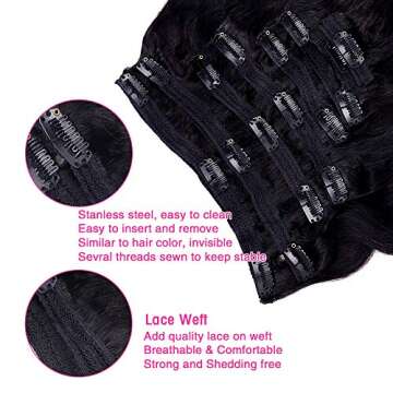 Body Wave Clip in Hair Extensions for Black Women Body Wave Human Hair Clip in Hair Extensions Natur...