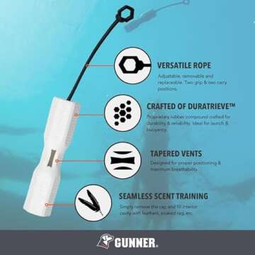 GUNNER Dog Training Bumper - Durable Retriever Dummy for Professional Training, Perfect for Water Activities, Hunting, and Outdoor Retrieval Practice, with Adjustable Rope for Easy Handling (White)