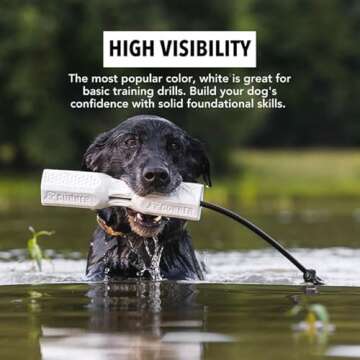 GUNNER Dog Training Bumper - Durable Retriever Dummy for Professional Training, Perfect for Water Activities, Hunting, and Outdoor Retrieval Practice, with Adjustable Rope for Easy Handling (White)