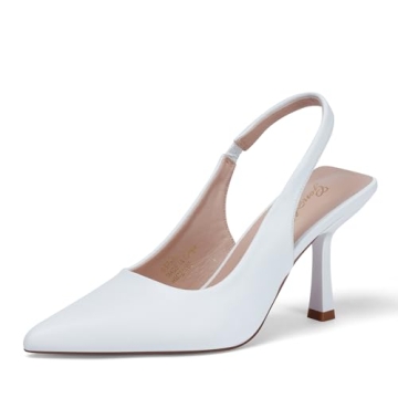 GENSHUO Women's Slingback Kitten Heel Pointed Closed Toe Stiletto Pumps - Elegant Comfort for Partie...