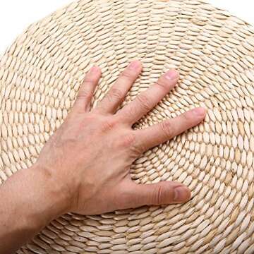 Straw Cushion Seat Cushion Floor Pillow Japanese Cushion Nature Handmade Straw Mat Yoga Zen Straw Seat Cushion Floor Pillows Seating for Adults 15.75" Diameter