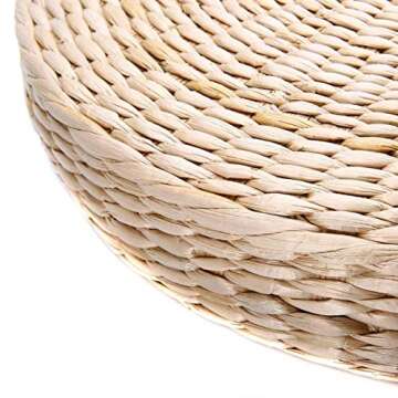 Straw Cushion Seat Cushion Floor Pillow Japanese Cushion Nature Handmade Straw Mat Yoga Zen Straw Seat Cushion Floor Pillows Seating for Adults 15.75" Diameter