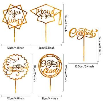 Whaline Graduation Cake Topper Gold Acrylic Cake Topper Congrats Grad You Did It Congratulations 5 D...
