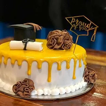 Whaline Graduation Cake Topper Gold Acrylic Cake Topper Congrats Grad You Did It Congratulations 5 Design Table Centerpiece Sticks Grad Party Food Appetizer Picks for Cake Decor Supplies, 10pcs