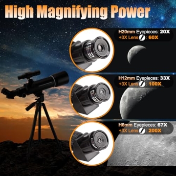 70mm Aperture Refractor Telescope for Astronomy Beginners