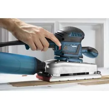 BOSCH OS50VC Electric Orbital Sander - 3.4 Amp 1/2 Inch Finishing Belt Sander Kit with Vibration Control for 4.5 Inch x 9 Inch Sheets, Blue