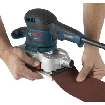 BOSCH OS50VC Electric Orbital Sander - 3.4 Amp 1/2 Inch Finishing Belt Sander Kit with Vibration Control for 4.5 Inch x 9 Inch Sheets, Blue