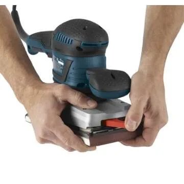 BOSCH OS50VC Electric Orbital Sander - 3.4 Amp 1/2 Inch Finishing Belt Sander Kit with Vibration Control for 4.5 Inch x 9 Inch Sheets, Blue