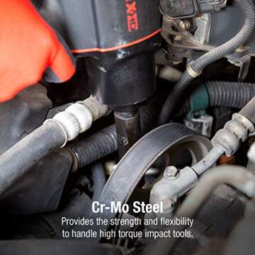 SUNEX TOOLS 5153DD, 1/2 Inch Drive Master Impact Socket Set, Double Deep, 29-Piece, SAE/Metric, 7/16"-1-1/4", 10mm-27mm, Cr-Mo Steel, Radius Corner Design, Dual Size Markings, Heavy Duty Storage Case