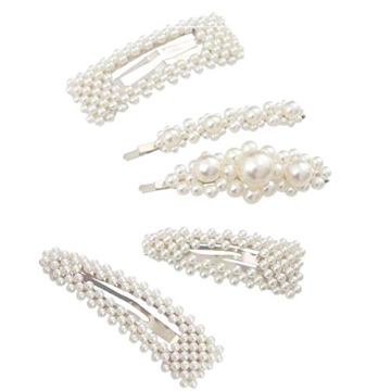 Beautifultracy 5 Pieces Hair Barrettes Hair Pins Decorative Wedding Bridal Artificial Pearl Hairpins...