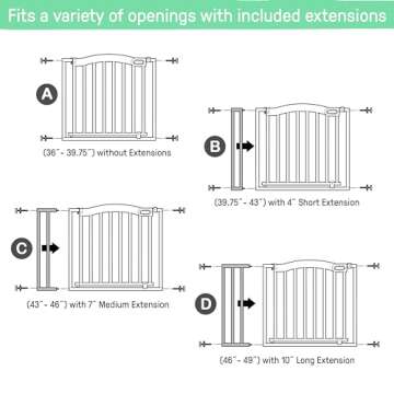 Summer Decorative Wood & Metal Pet and Baby Gate, 36" - 60" Wide, 32" Tall, Pressure Mounted, Install Wall to Wall or Doorway, Walk-Through Safety Gate - Gray